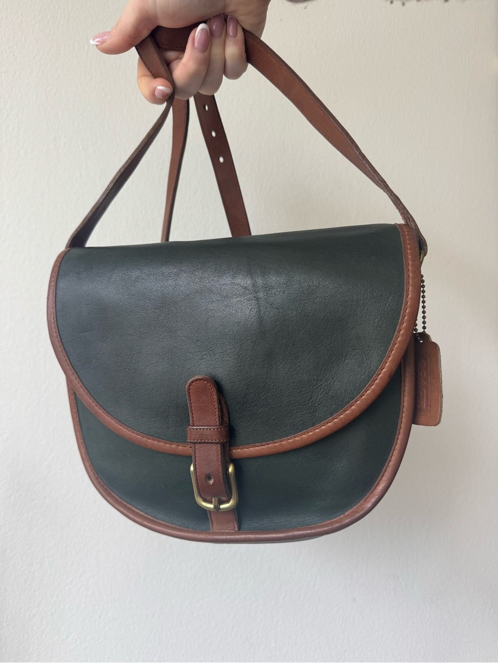Vintage Coach Spectator Riding Bag forest and tabac